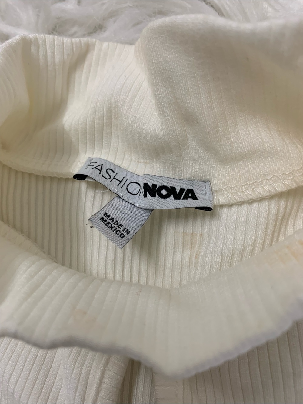 Fashion Nova Cream Ribbed Mock Neck Long Sleeve Top - Picture 3 of 3